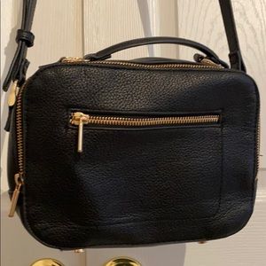 Black Faux pebble leather shoulder bag